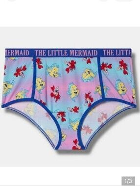🆕️🐠🦀DISNEY LIL MERMAID FLOUNDER & SEBASTIAN COTTON MID RISE BRIEF PANT